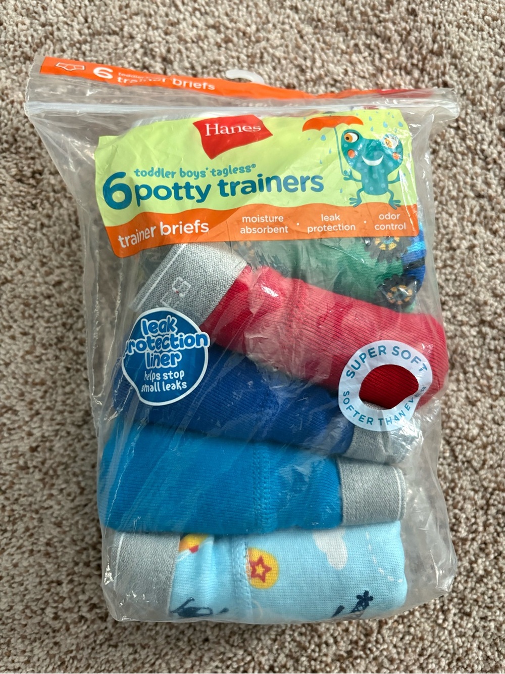 Hanes Toddler Potty Trainers size 2T/3T 6-Pack